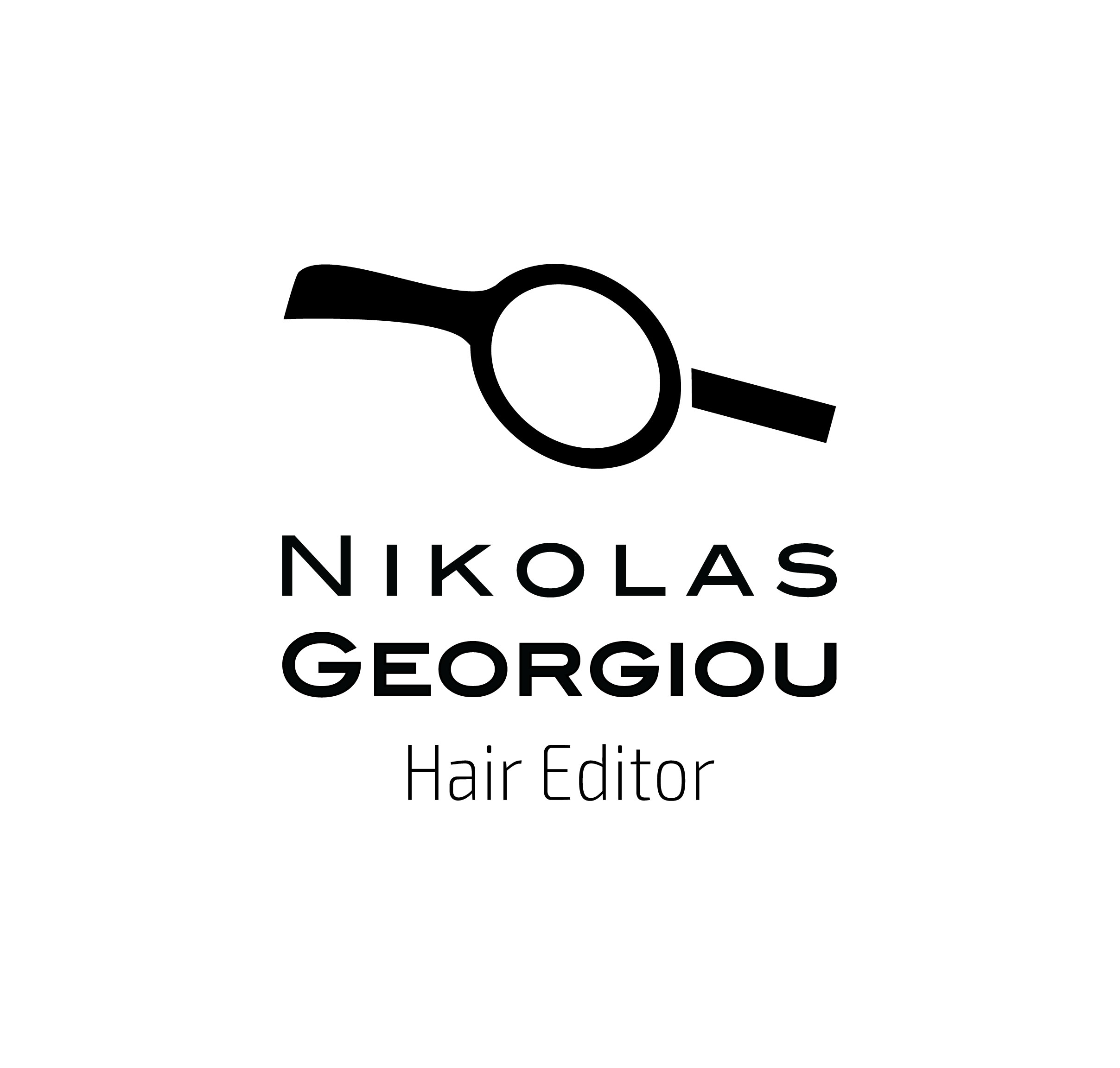 Nikolas Georgiou Hair Editor Logo in White