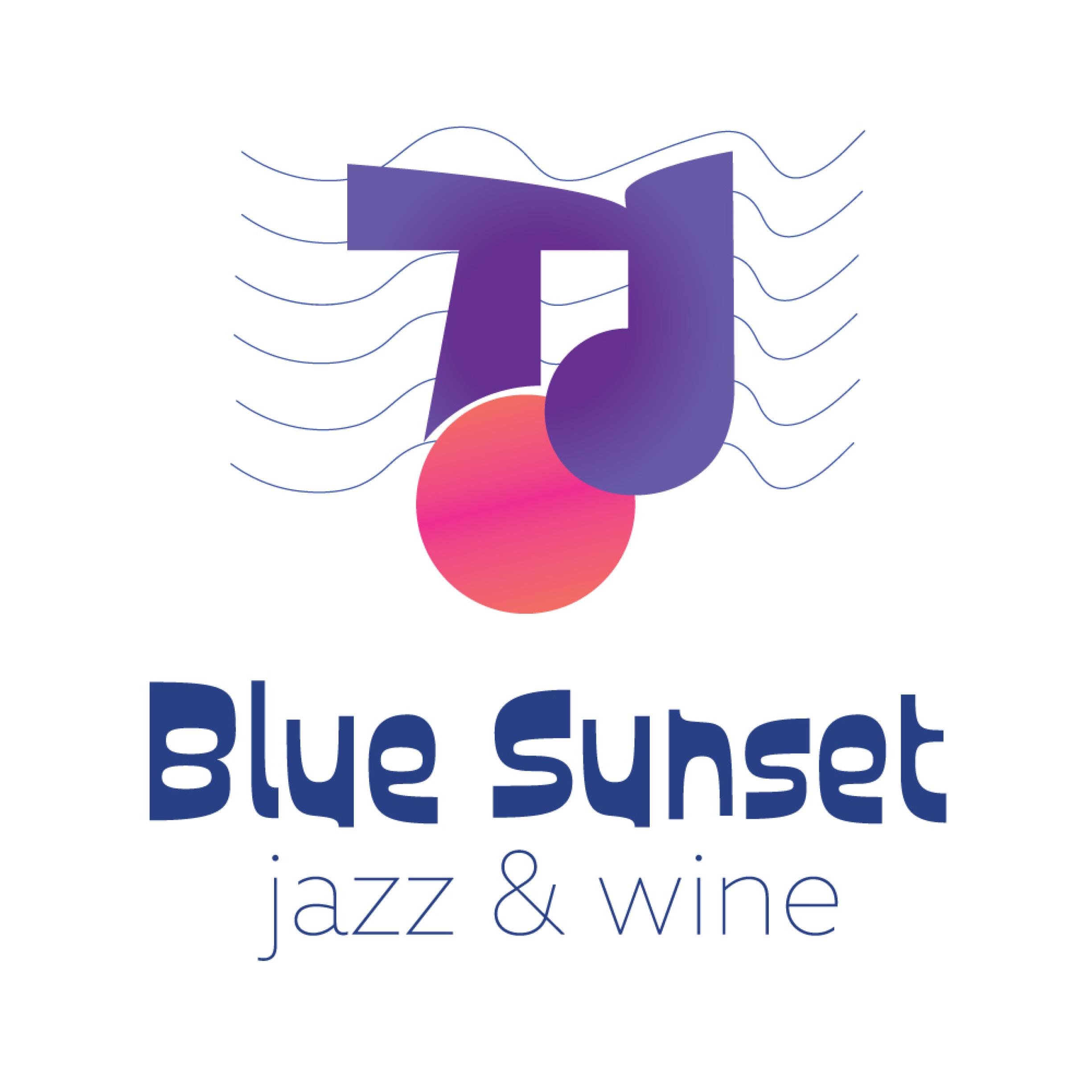 Logo Blue Sunset jazz pour le bar à vins et le festival de jazz des Zen Blue Mills à Kea